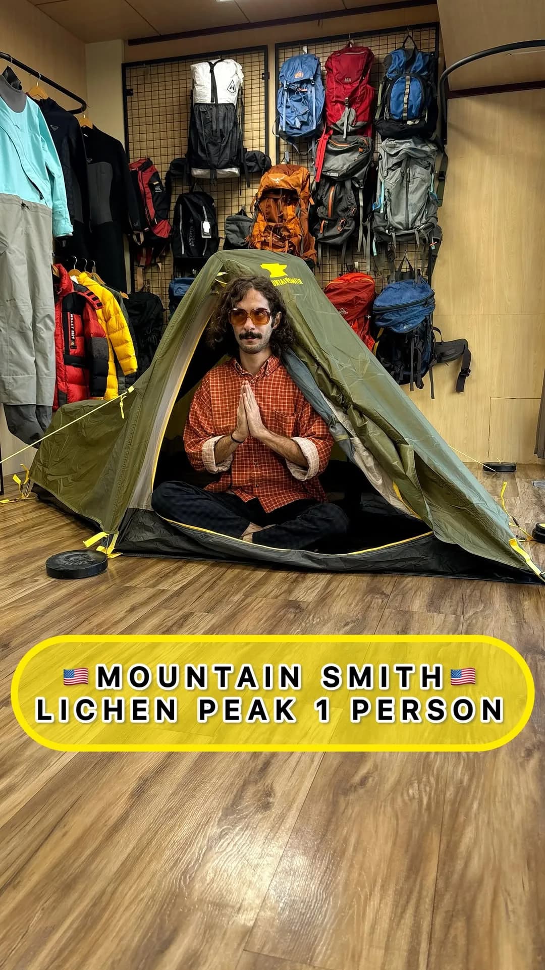 چادر تک نفره Lichen Peak 1P Mountain Smith، رنگ سبز و نارنجی، جنس پارچه، چادر کوهنوردی یک‌نفره