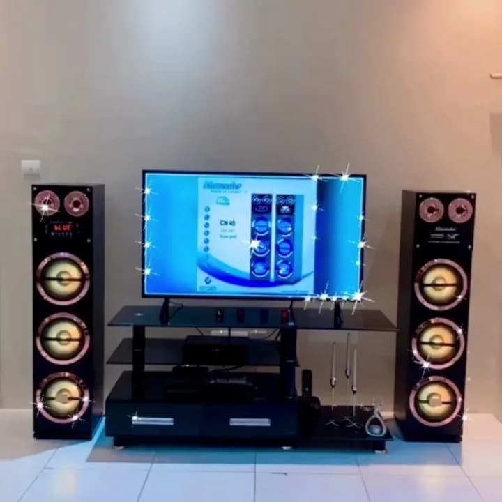 اسپیکر CN45 رزگلد مکسیدر، رنگ مشکی و قهوه‌ای روشن، ایستاده، بلند