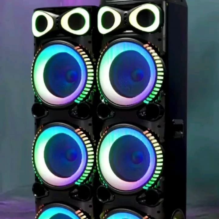 اسپیکر IRC 10A01 سری Party Light، رنگ مشکی و آبی، جنس پلاستیک، دوقلو ایستاده بزرگ