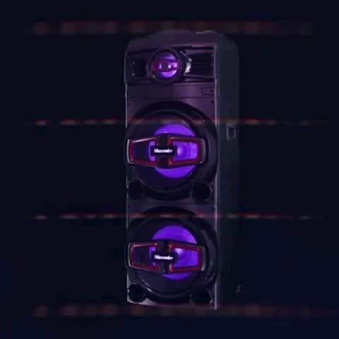 اسپیکر چراغدار مکسیدر، رنگ مشکی و بنفش، جنس پلاستیک، ایستاده بزرگ