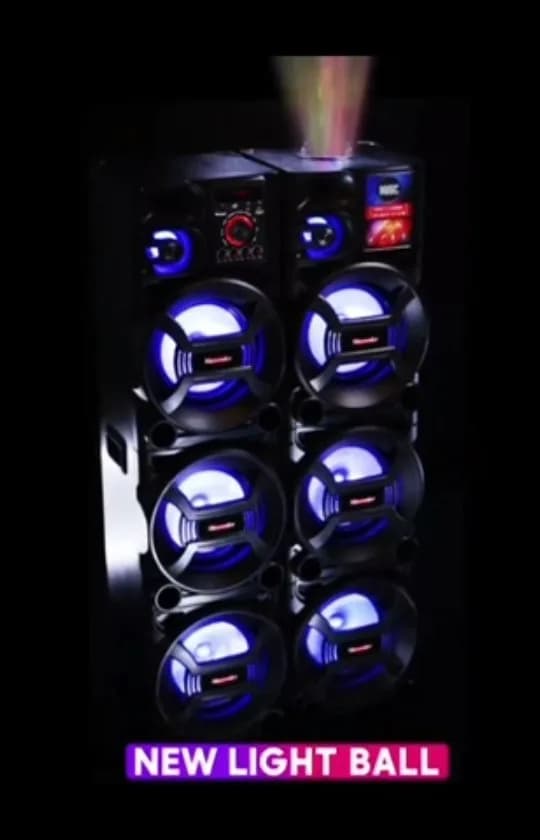 اسپیکر چراغدار مکسیدر، رنگ مشکی و آبی، جنس پلاستیک، ایستاده بزرگ