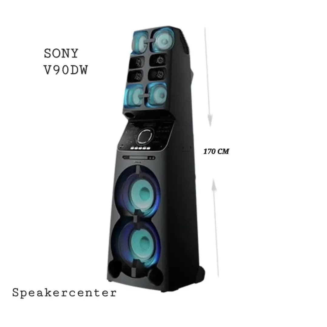 اسپیکر V90DW سونی، رنگ مشکی و آبی، جنس پلاستیک، ایستاده بزرگ