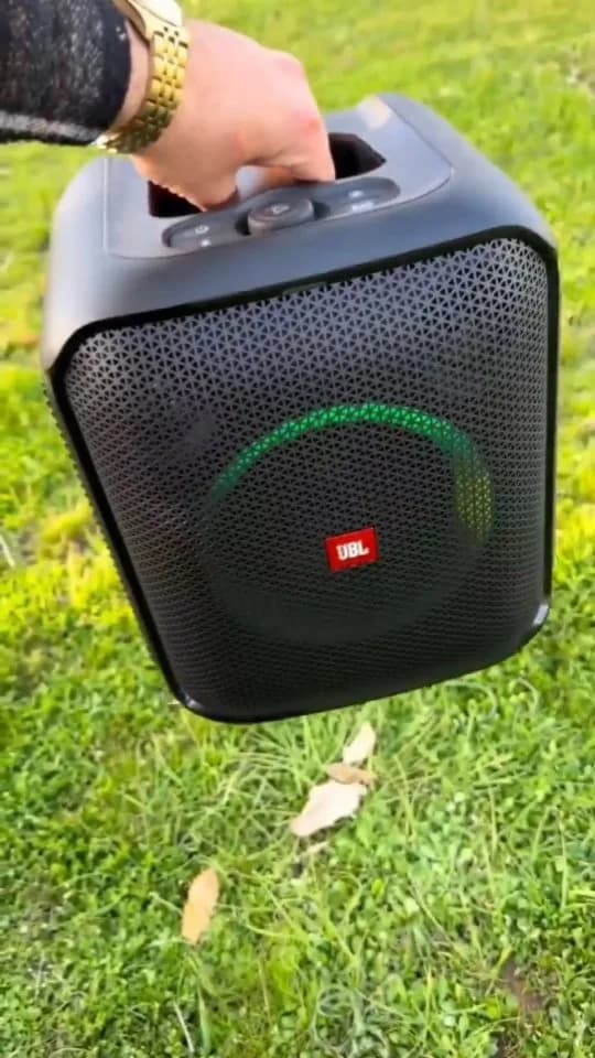 اسپیکر Encore Essential JBL، رنگ مشکی و سبز، جنس پلاستیک و پارچه، مستطیلی، دستهدار