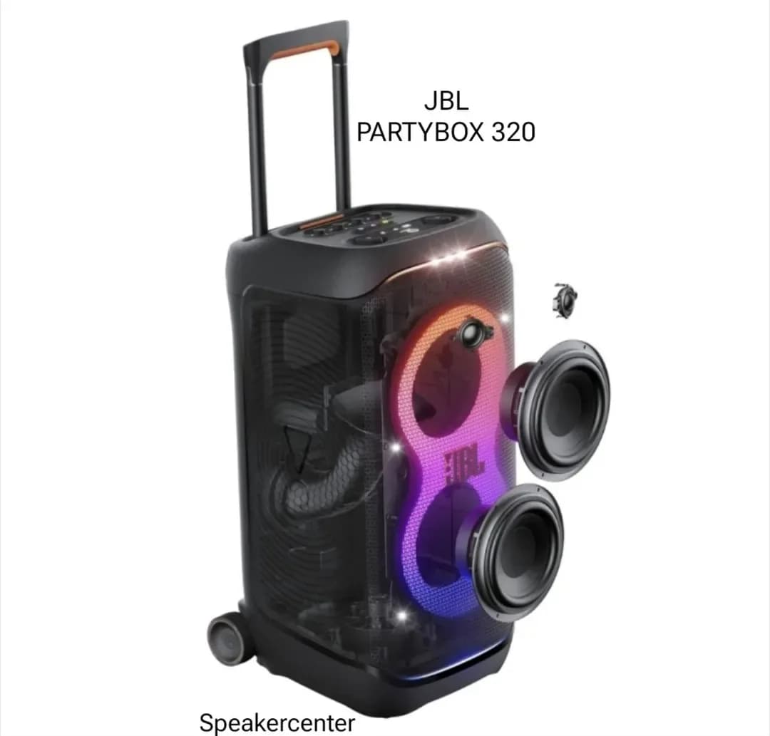 اسپیکر قابل حمل Partybox 320، رنگ مشکی، بنفش و قرمز، جنس پلاستیک، ایستاده، چرخدار