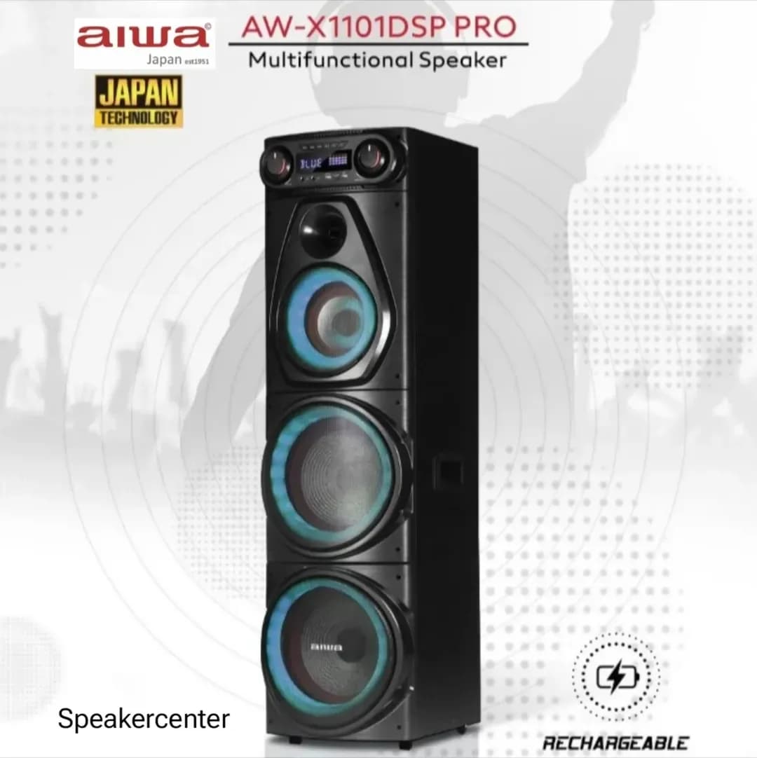 اسپیکر AW-X1101 DSP PRO آیوا، رنگ مشکی و آبی، جنس پلاستیک، ایستاده، بلند