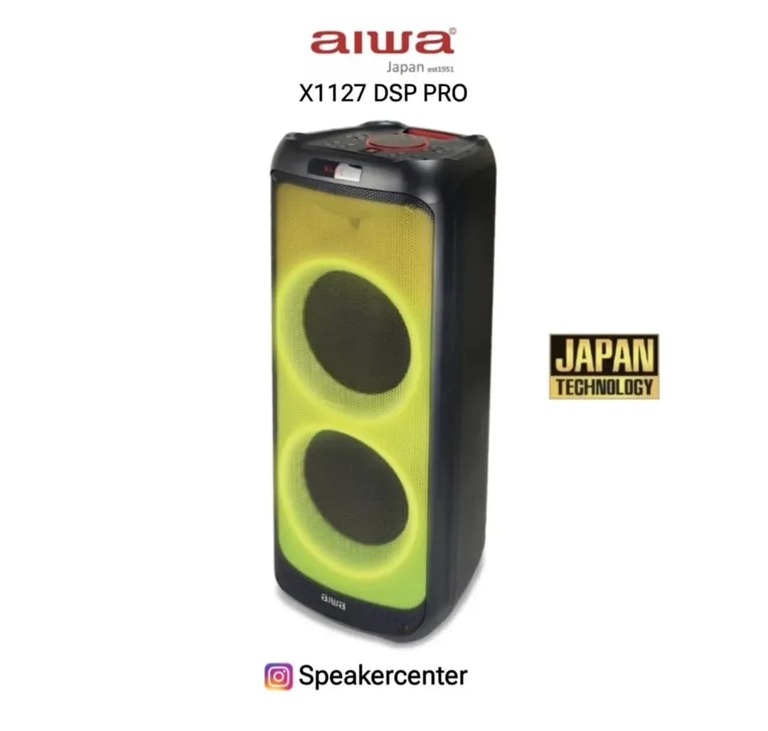 اسپیکر ایستاده AW-X1127 DSP PRO آیوا، رنگ مشکی و زرد، جنس پلاستیک، مستطیلی
