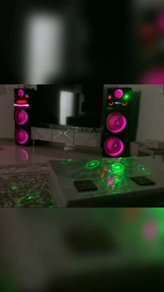 اسپیکر ایستاده X2100 DSP PRO آیوا، رنگ مشکی، صورتی و سبز، جنس پلاستیک و چوب، جفت اسپیکر ایستاده