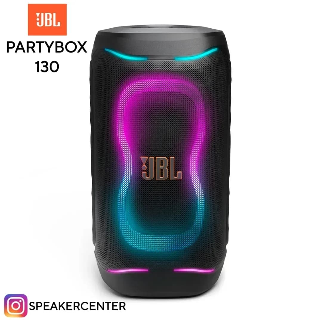 اسپیکر Partybox Space 130 JBL، رنگ مشکی، بنفش و آبی، جنس پلاستیک، مدل پارتی‌باکس