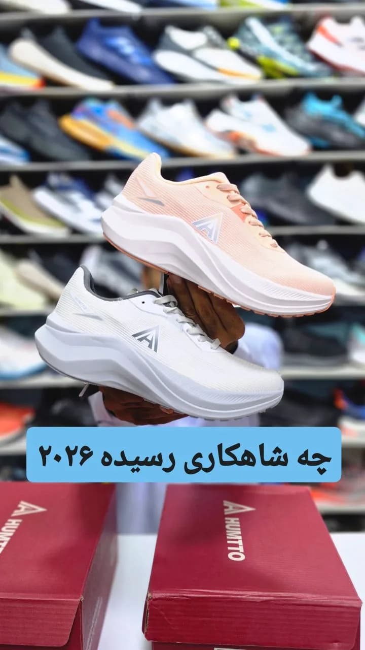 کتانی پیاده روی، رنگ صورتی و سفید، جنس پلاستیک و پارچه، همه