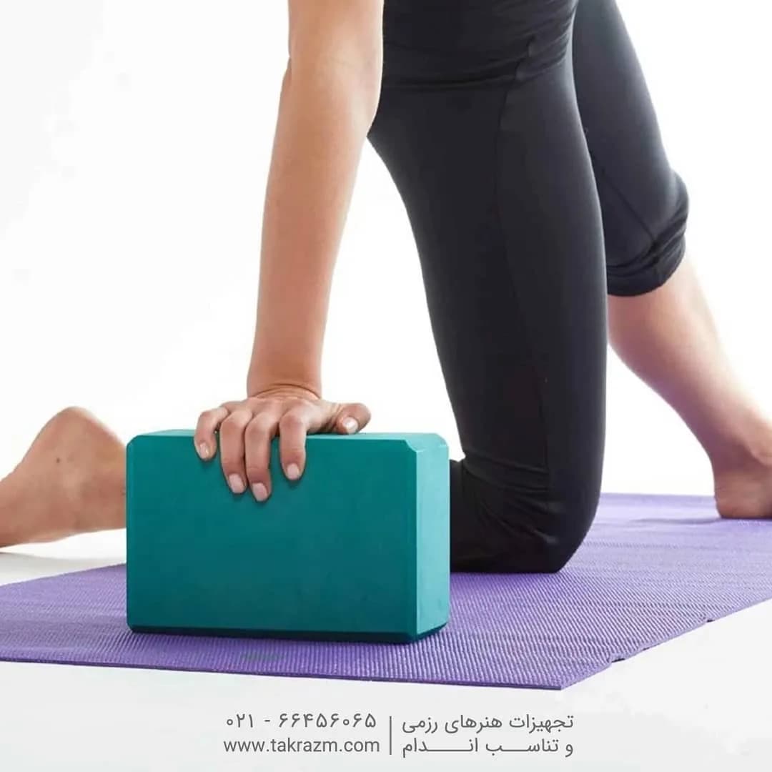 آجر یوگا ROCK Fitness، رنگ سبز آبی، جنس پلاستیک، مکعب مستطیل