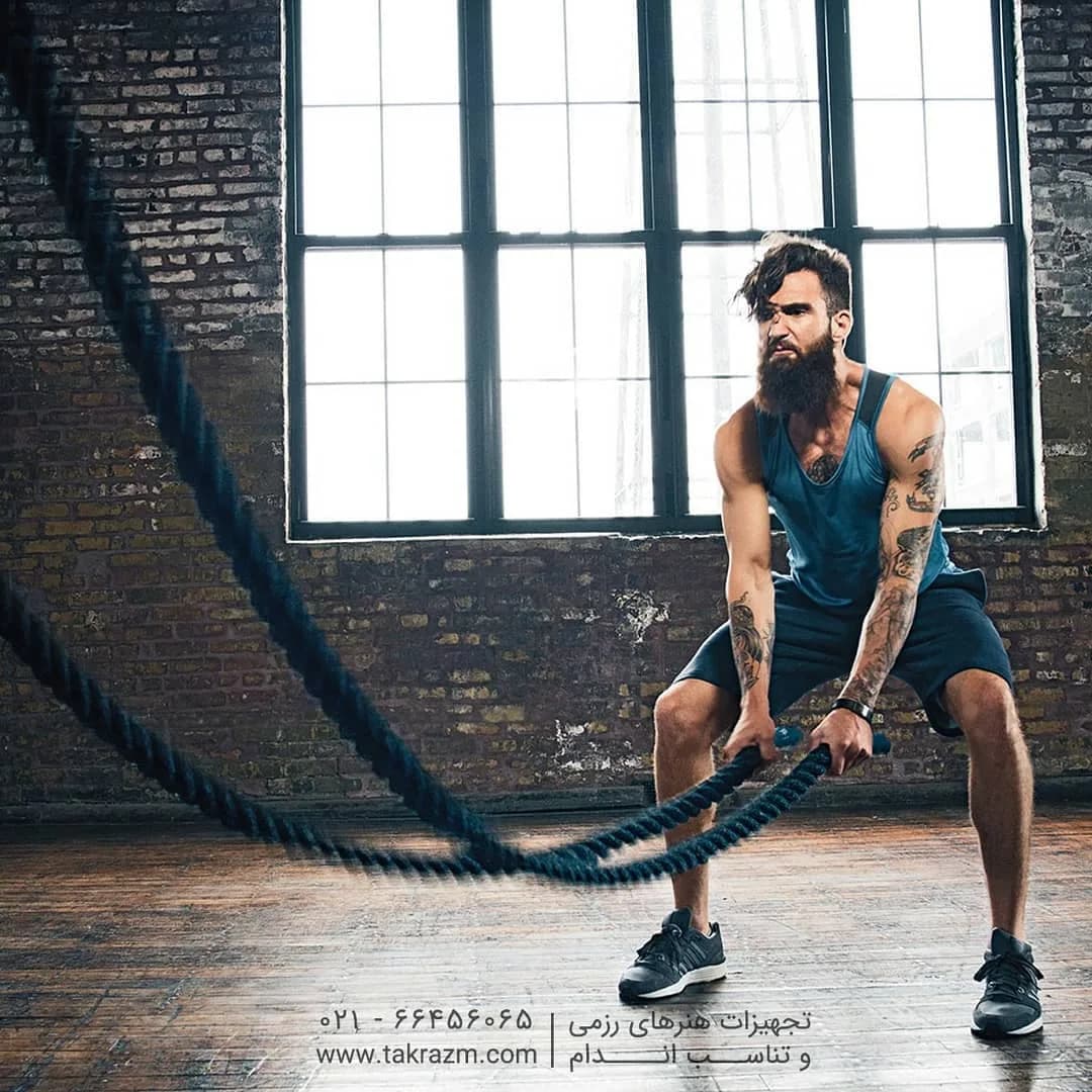طناب بتل روپ ۱ اینچ ۹ متری Crossfit، رنگ مشکی، جنس نایلون، طناب ضخیم