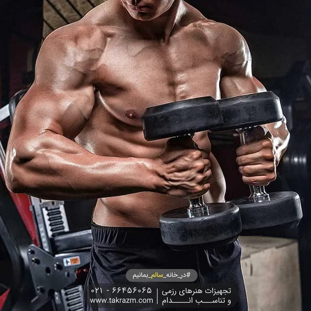 دمبل گرد، رنگ مشکی، جنس فلز و لاستیک، شش‌ضلعی