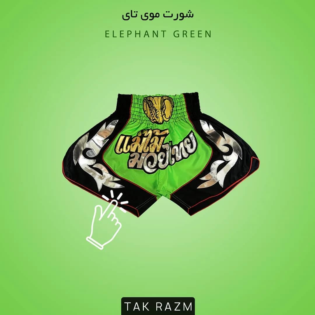 شورت موی تای، رنگ سبز، مشکی و نقرهای، جنس ساتن، کوتاه، کمر کشی