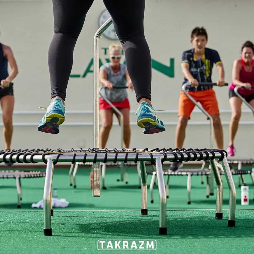 ترامپولین ورزشی چهار سایز Fitness Trampoline، رنگ مشکی و نقرهای، جنس فلز و پارچه، دایرهای