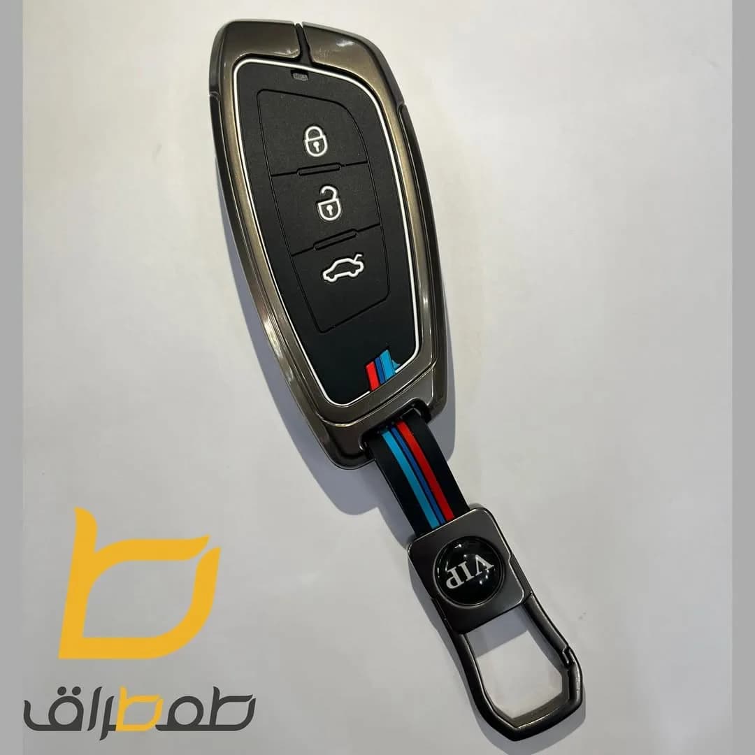 کاور سوئیچ ضدضربه، رنگ خاکستری، مشکی، قرمز و آبی، جنس چرم، مدل دار با بند