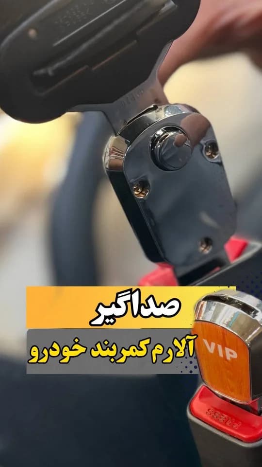 صداگیر آلارم کمربند ایمنی، رنگ نقره‌ای و مشکی، جنس فلز و پلاستیک، گیره آلارم