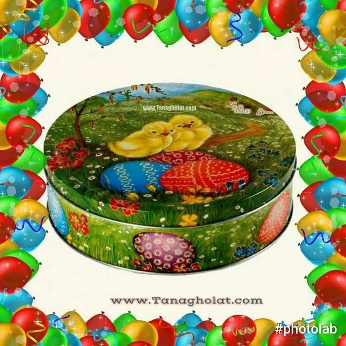 بیسکویت کره‌ای جعبه فلزی ۳۴۰ گرمی جاکوبسنز، رنگ سبز، زرد و قرمز، گرد