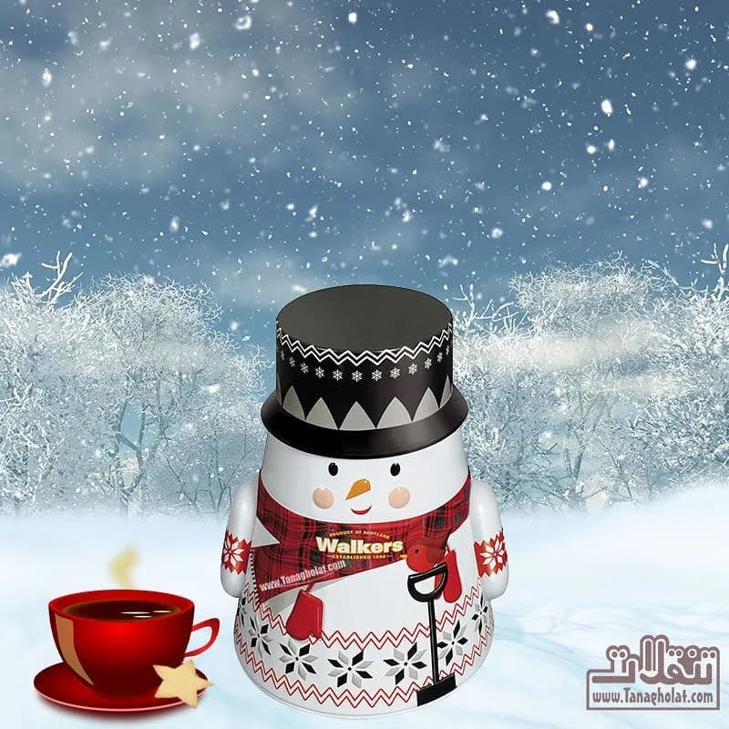 بیسکویت والکرز در جعبه فلزی آدم برفی