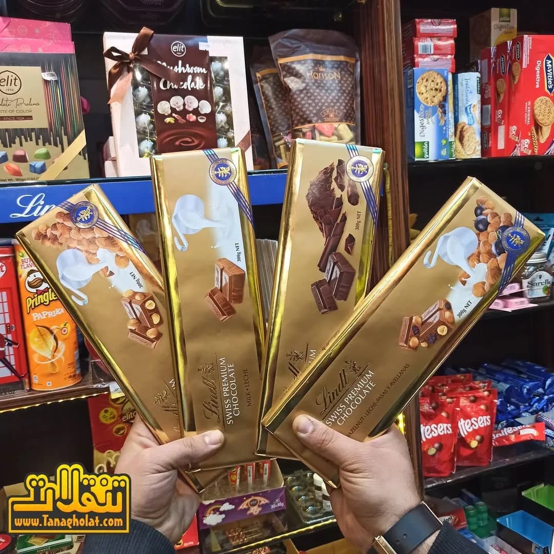 شکلات لینت سوئیس پریمیوم، رنگ طلایی، جنس مقوا، تخته شکلات