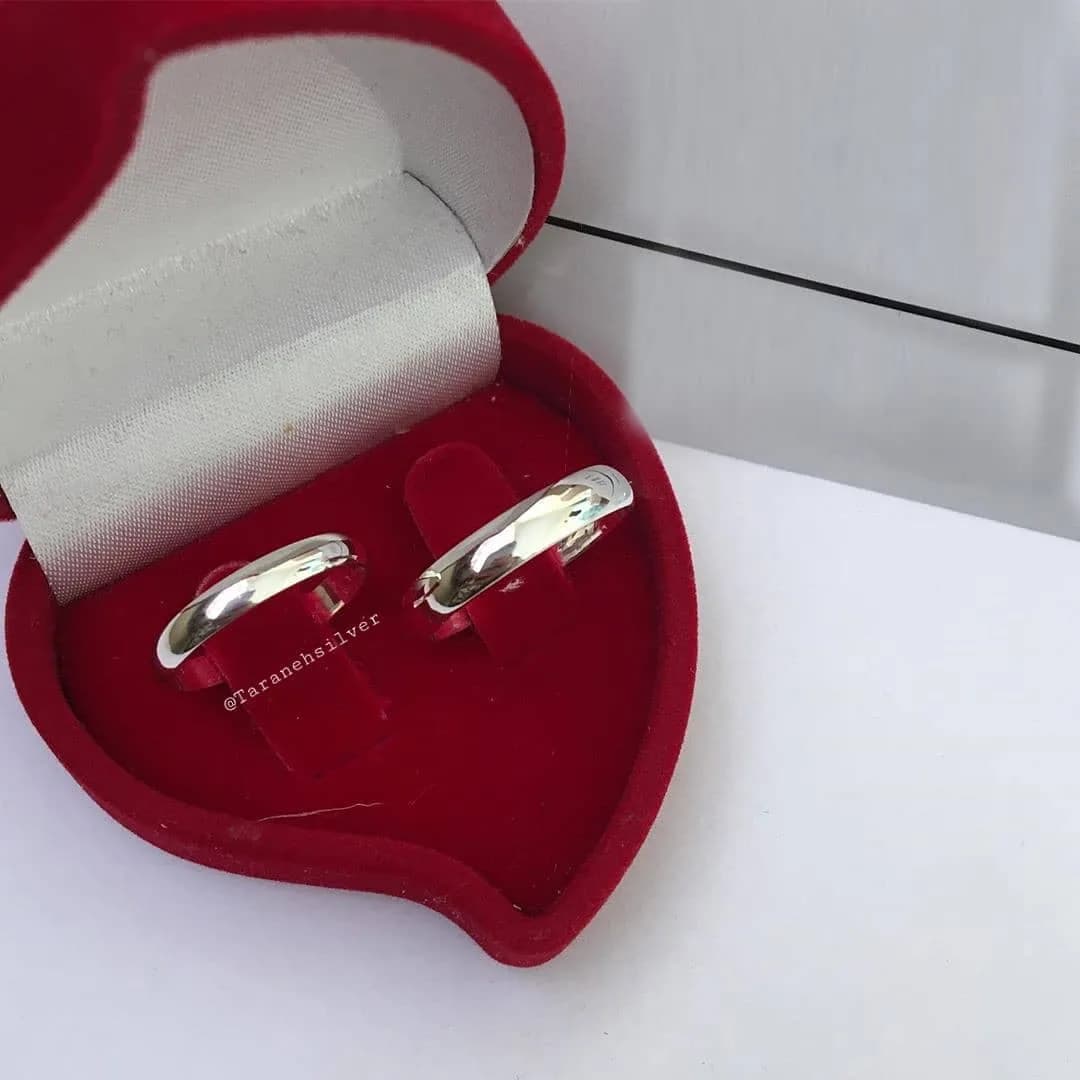 انگشتر نقره، رنگ نقره‌ای، حلقه‌ی ساده، تخت
