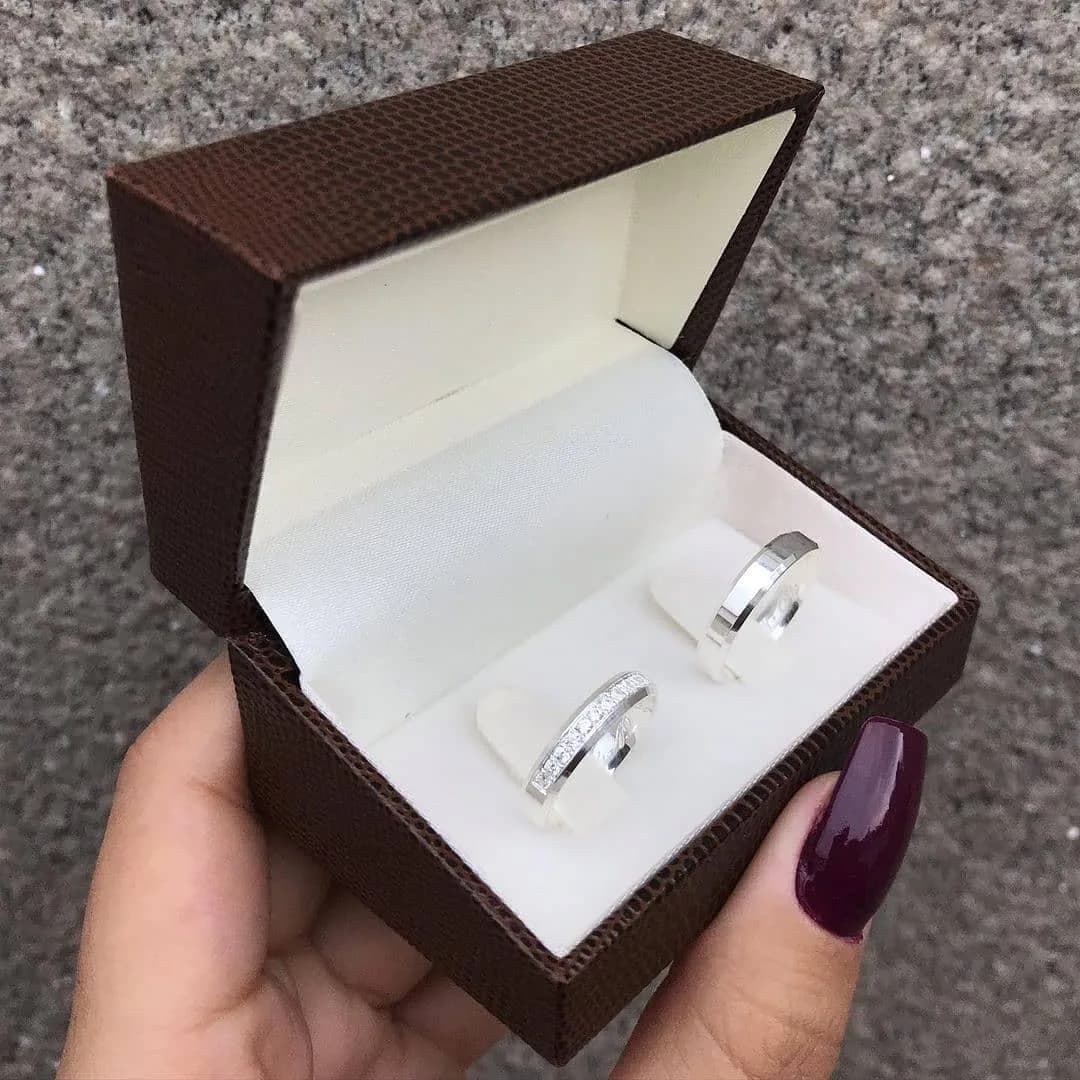 ست حلقه نقره رینگی ساده نگین‌کار، رنگ نقره‌ای، حلقه تخت نگین‌دار