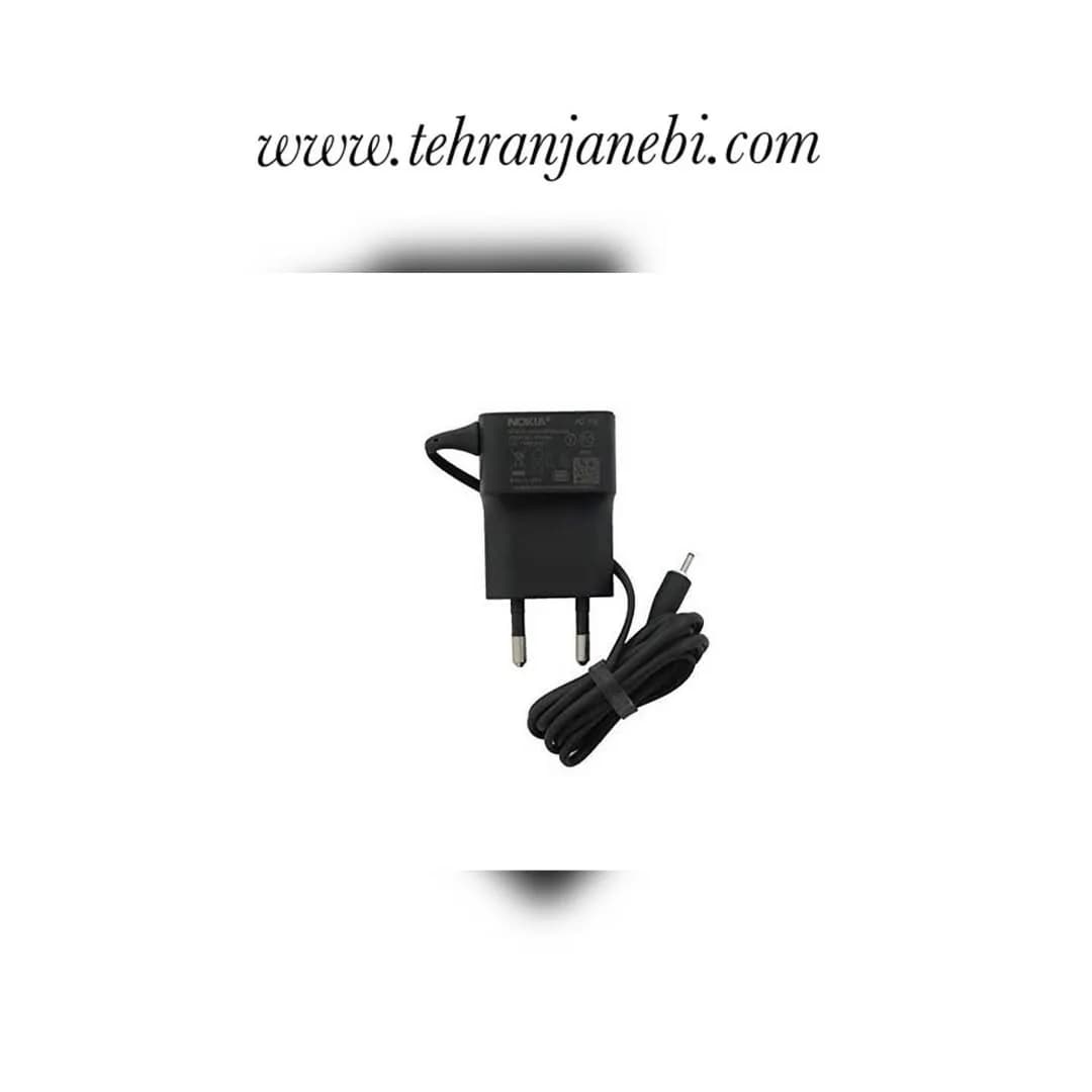 شارژر نوکیا سوزنی ریز، رنگ مشکی، جنس پلاستیک، دو شاخه
