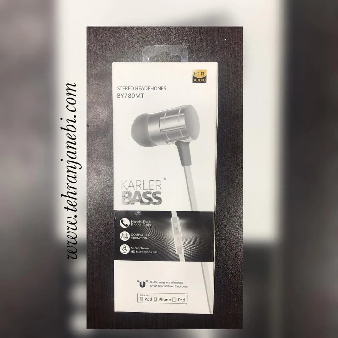 هندزفری سیمی BY780MT، رنگ نقرهای و خاکستری، جنس پلاستیک و فلز، توگوشی با کنترلر روی سیم