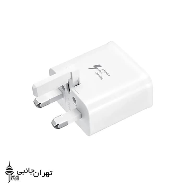 کلگی فست شارژ سامسونگ، رنگ سفید، جنس پلاستیک، مربعی، دو شاخه