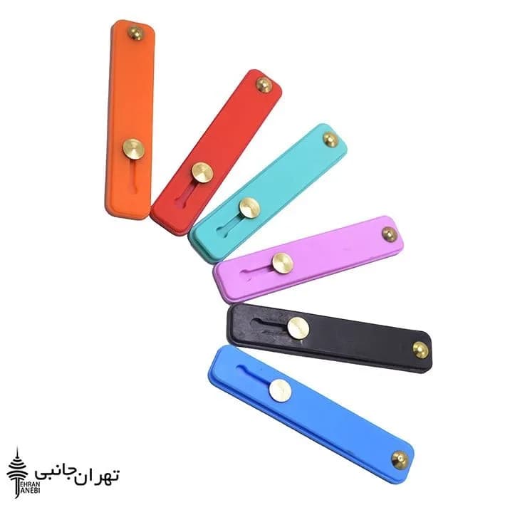 هولدر موبایل، رنگ نارنجی، قرمز، آبی، بنفش و مشکی، جنس پلاستیک، استند انگشتی کشویی