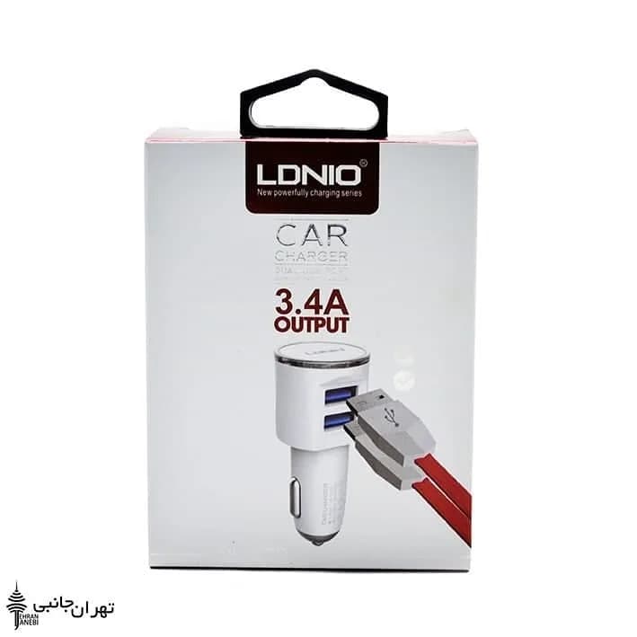 شارژر فندکی دو پورت C29 LDNIO، رنگ سفید، جنس پلاستیک، USB