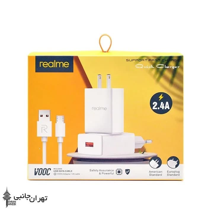 شارژر و کابل فست ریلمی VOOC realme، رنگ سفید، جنس پلاستیک، آداپتور و کابل