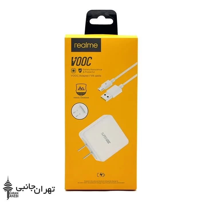 شارژر و کابل ریلمی Travel realme، رنگ سفید، جنس پلاستیک، آداپتور و کابل