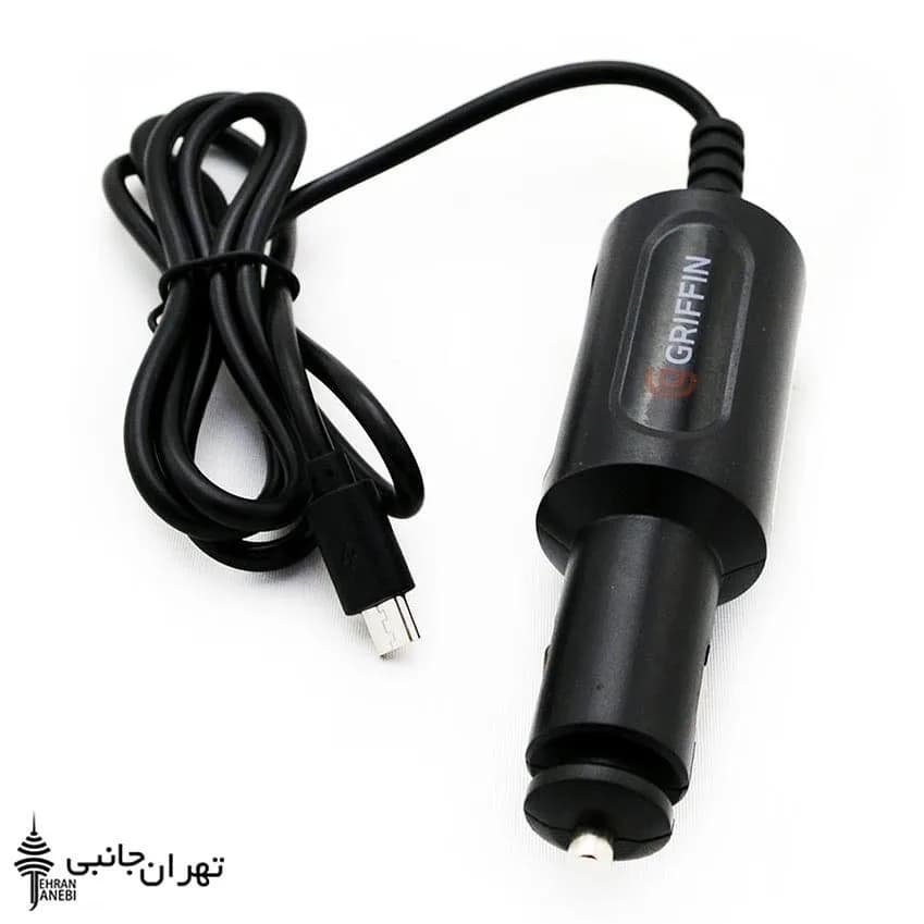 شارژر فندکی یک تکه میکرو یواسبی گریفین، رنگ مشکی، جنس پلاستیک، استوانه‌ای