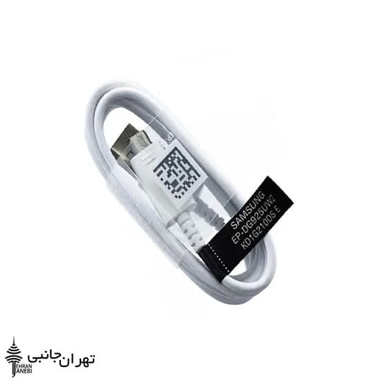 کابل شارژ سامسونگ S6 اصلی، رنگ سفید، جنس پلاستیک، یو‌اس‌بی، بلند