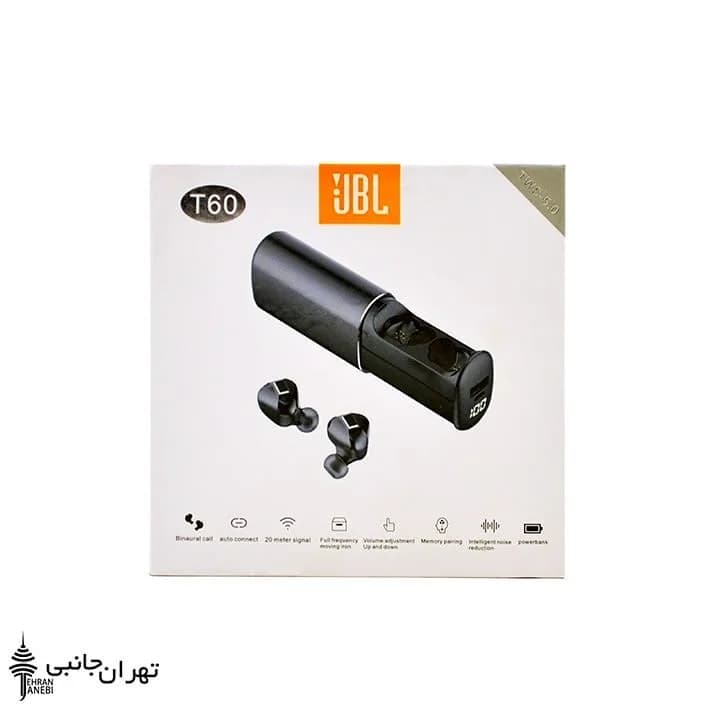هندزفری بلوتوثی دوکاره JBL S60، رنگ سفید و مشکی، جنس مقوا، جعبه بستهبندی
