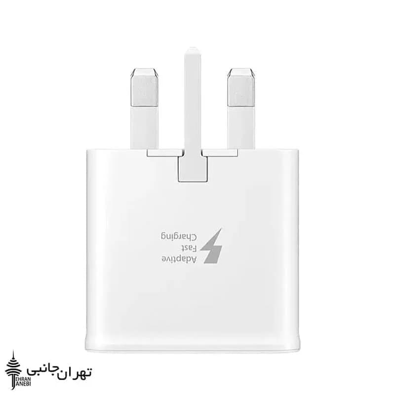 شارژر دیواری فست شارژ، رنگ سفید، جنس پلاستیک، مربعی، سه پایه