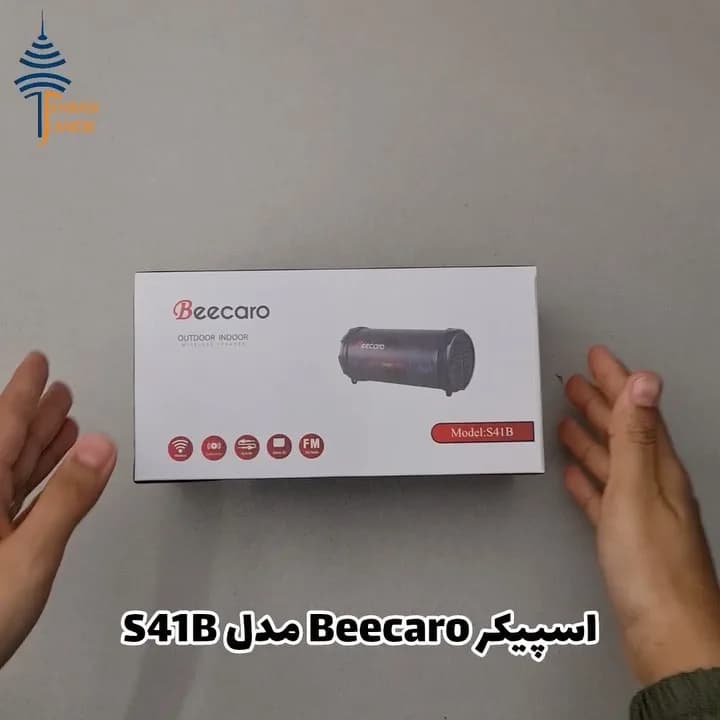 اسپیکر بلوتوثی مدل S41B Beecaro، رنگ مشکی، جنس پلاستیک، استوانهای رقص نور