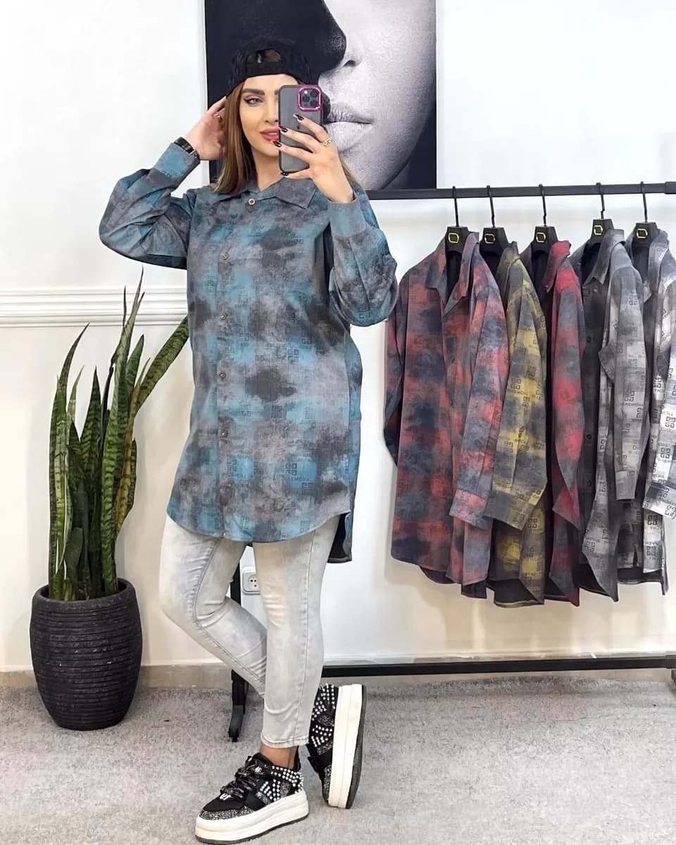 مانتو چهارخانه دنیم بهاره