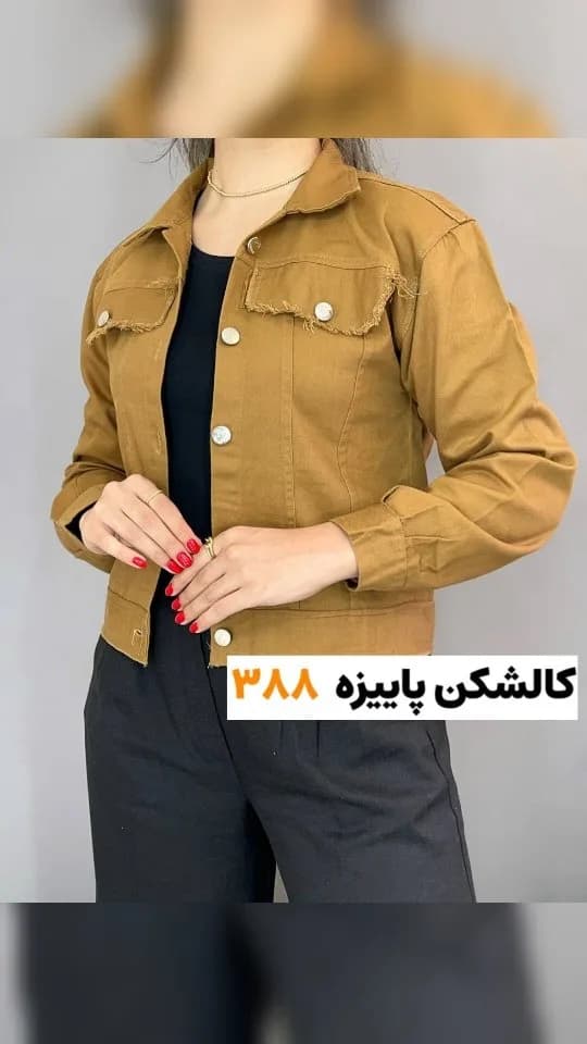 کراپ کتان دخترانه کد ۲۱۳، رنگ خردلی، کوتاه، یقه دار، دکمهدار