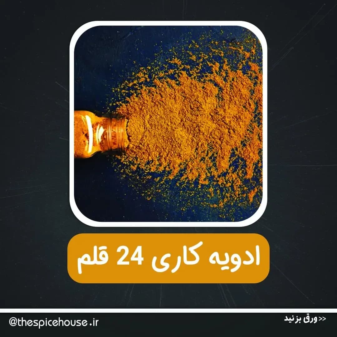ادویه کاری ۲۴ قلم (۵۰ گرمی)، رنگ زرد، قهوهای و آبی، پودری