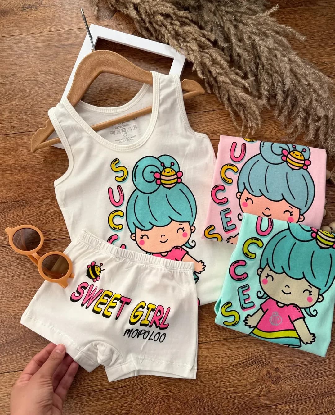 ست تاپ و شورت دخترانه پنبه
