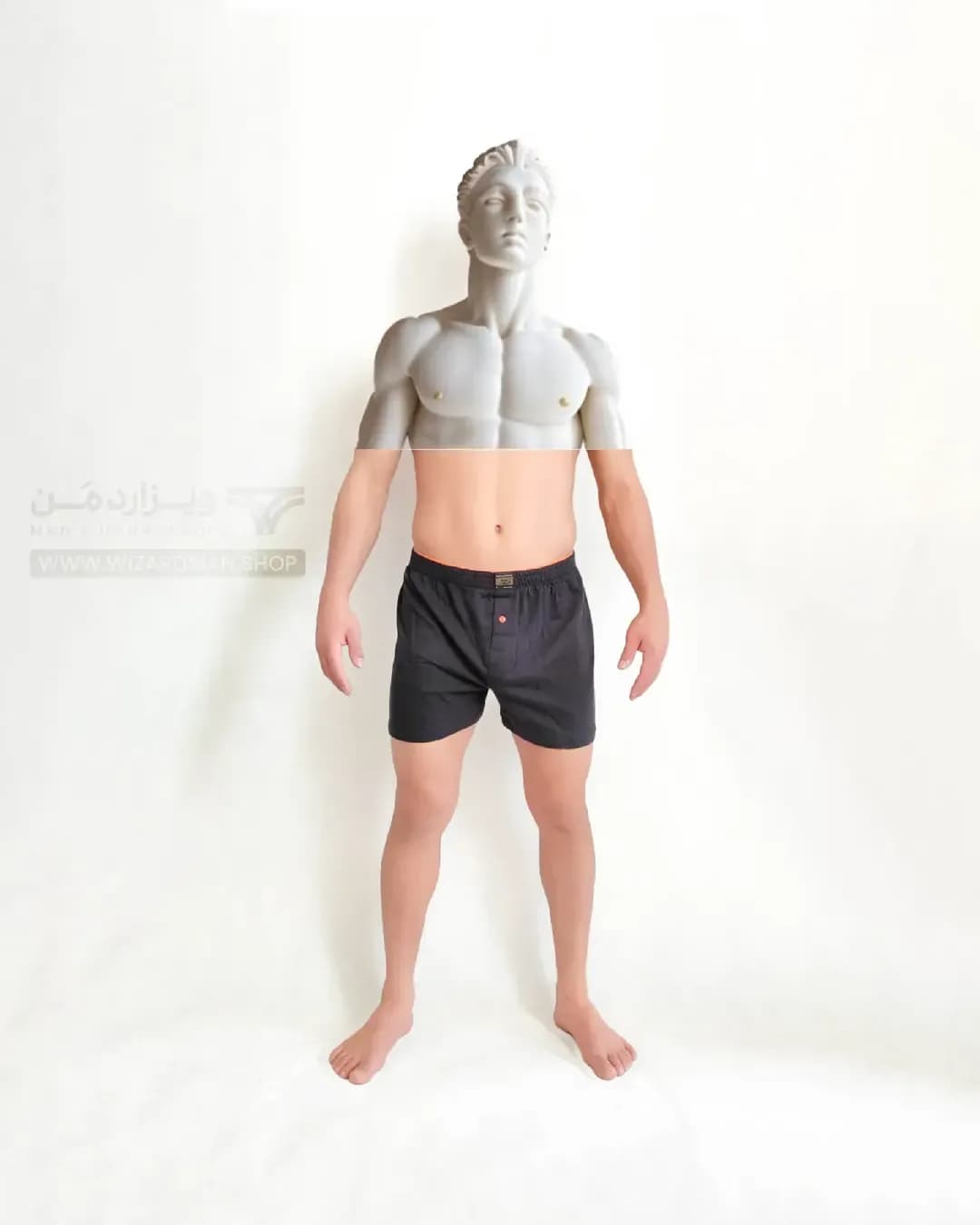 باکسر مردانه پادار کلاسیک کد 0019، رنگ مشکی، باکسر کوتاه