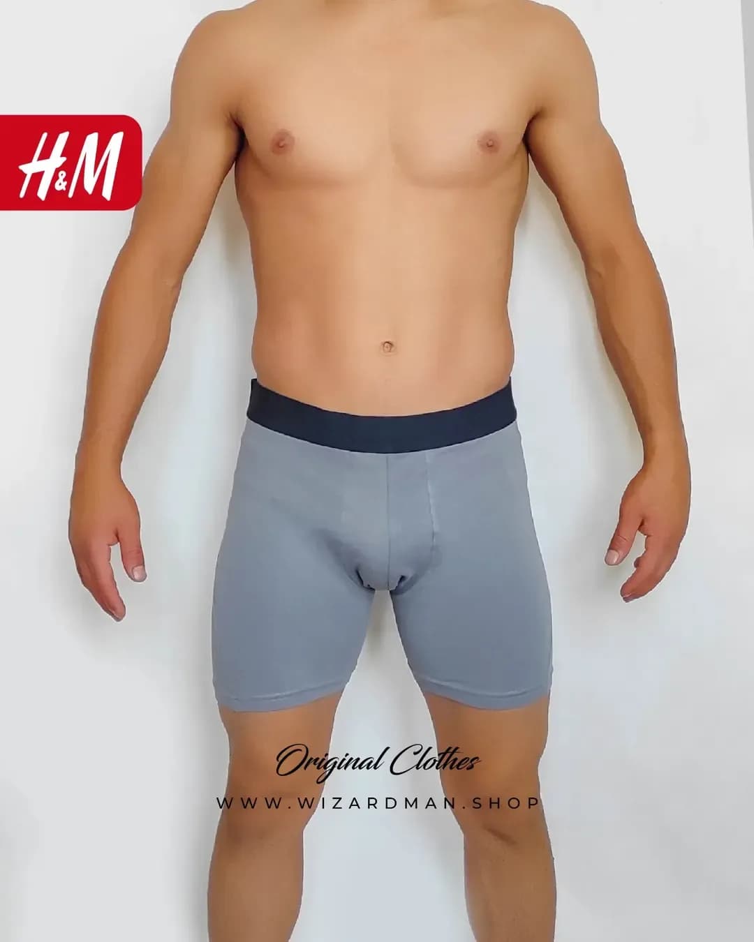 شورت مردانه پادار طوسی دوخت تیکه‌ای H&M، رنگ خاکستری و سرمه‌ای، باکسر، جذب