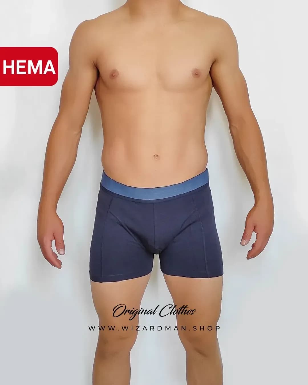 شورت مردانه پادار دوخت تیکه‌ای HEMA، رنگ سرمه‌ای و آبی، باکسر، جذب