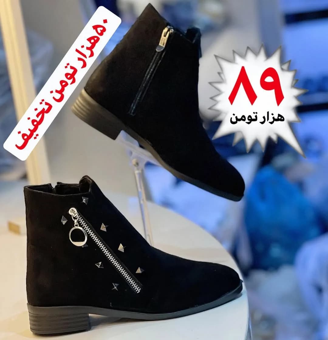 بوت زنانه — رنگ مشکی — نمای چندکالا — زیپ کناری