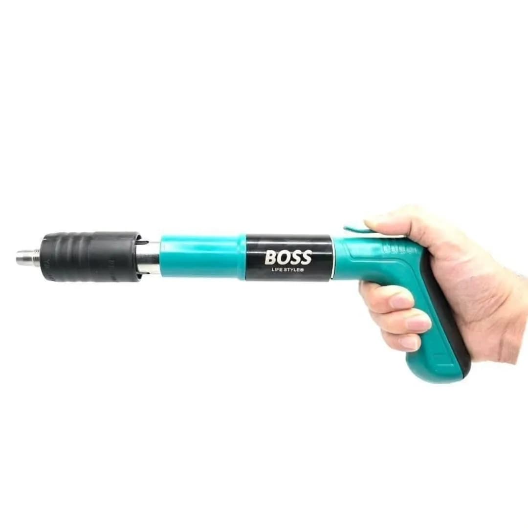 پرچکن بادی، رنگ فیروزهای و مشکی، جنس پلاستیک و فلز، طرح نوشته، ابزار پرچکن دستی