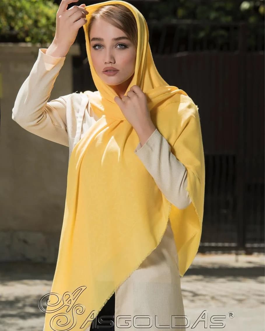روسری، رنگ زرد و بژ، جنس نخ، قوارهبزرگ