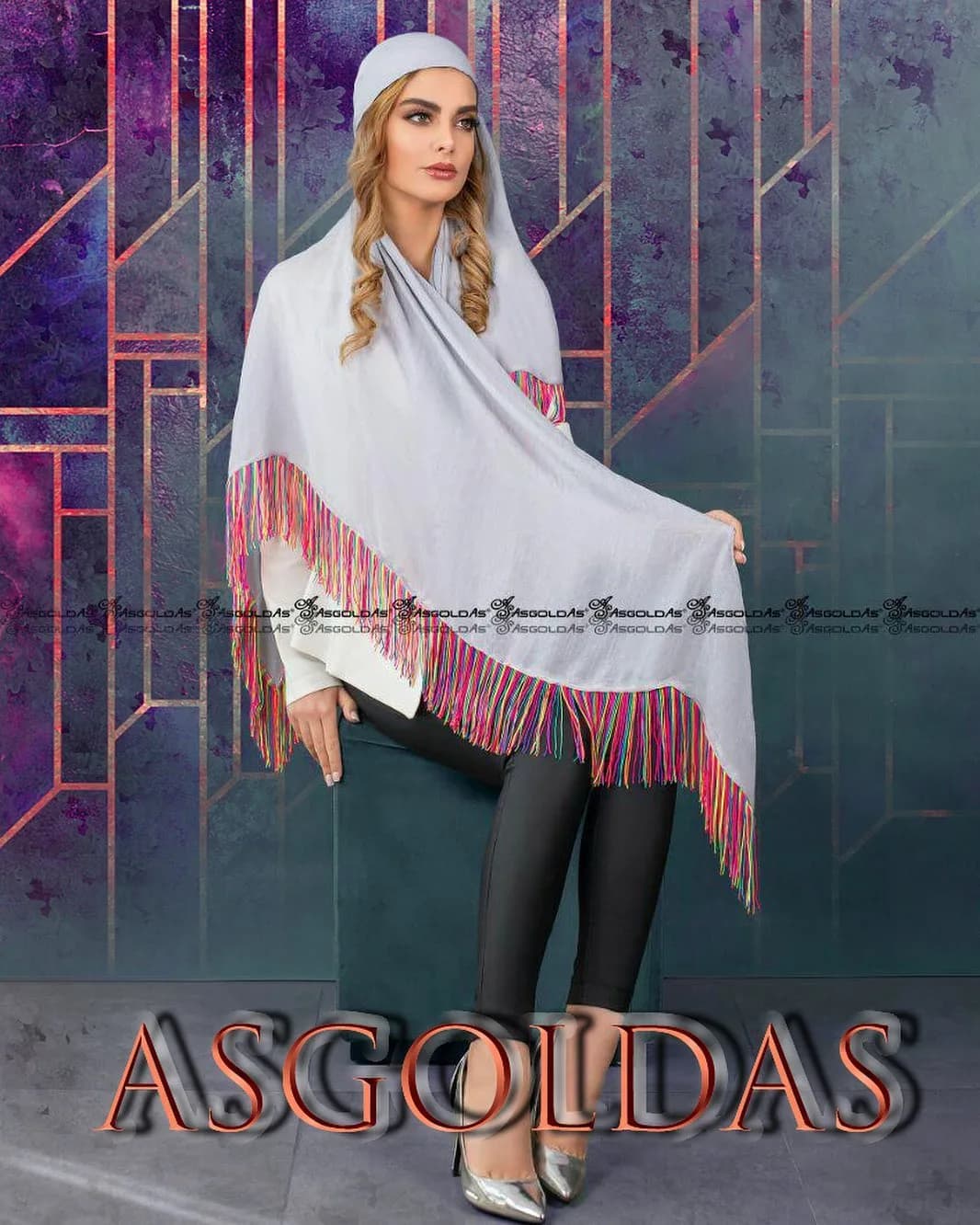 روسری نخی کتان لچک سهگوش ۱۴۰ آسگلداس