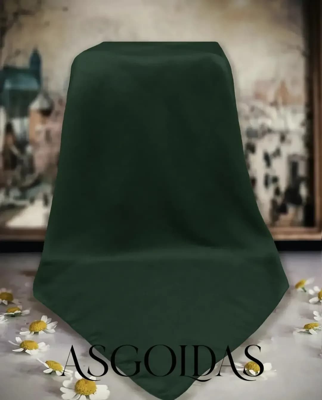 روسری نخی ساده بهاره سایز ۱۰۰ — رنگ سبز — نمای کامل — سایز ۱۰۰