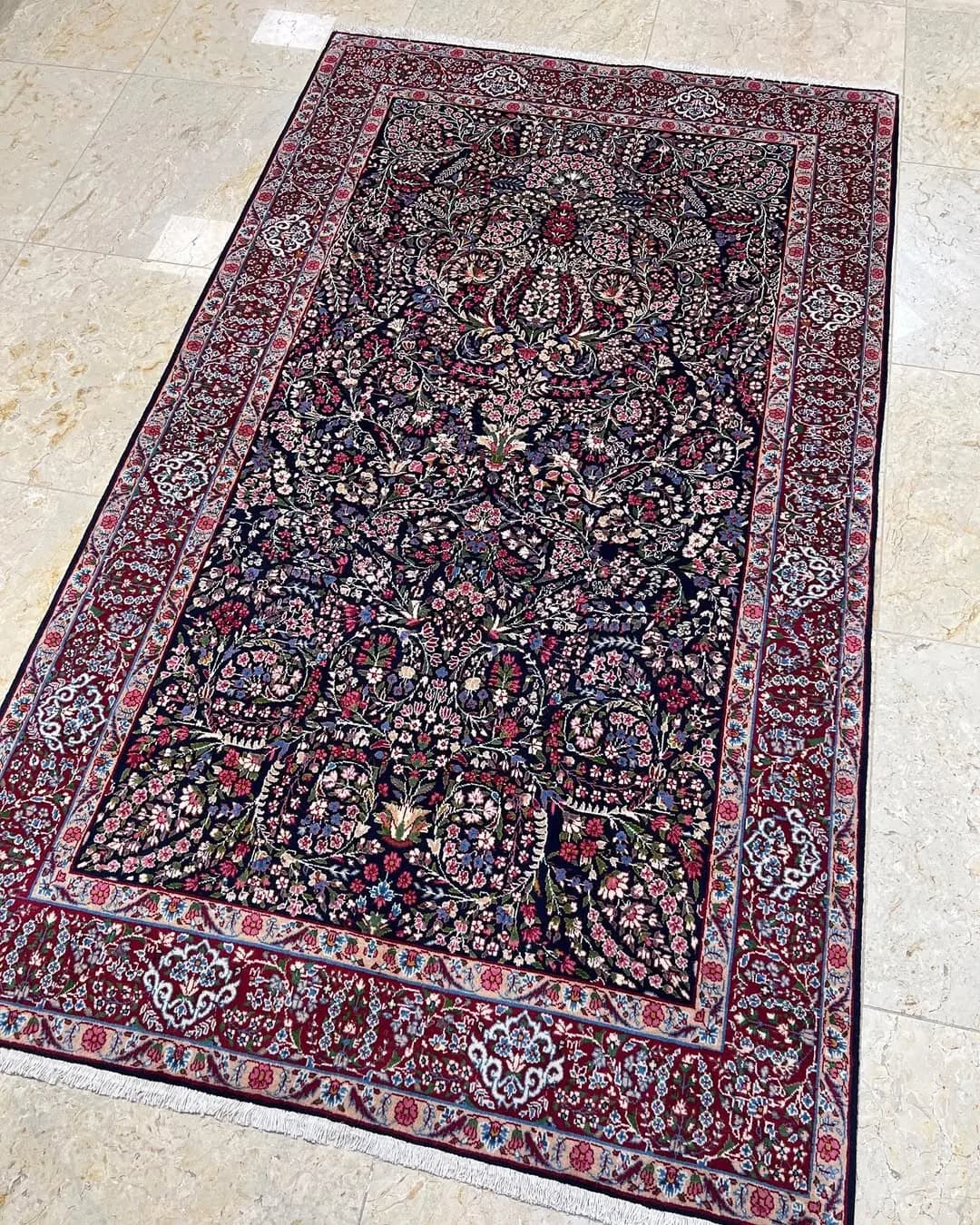 جفت قالیچه پرده ای درختی آنتیک کرمان
